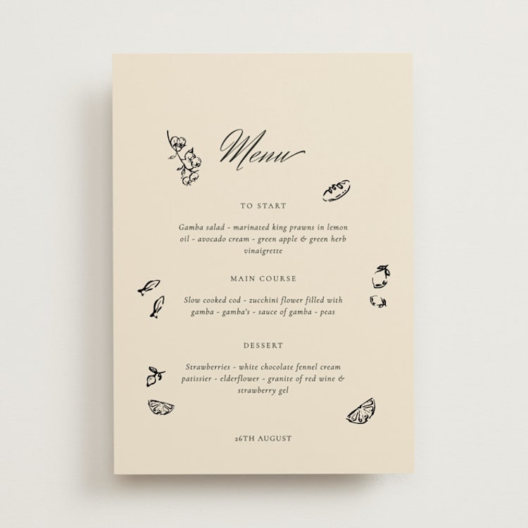 "Whimsical Watercolour" - Menus in Cream by Draft and Wed - Front