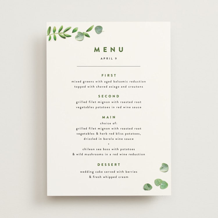"Leaf Arc" - Menus in Sage by Ariel Rutland - Front