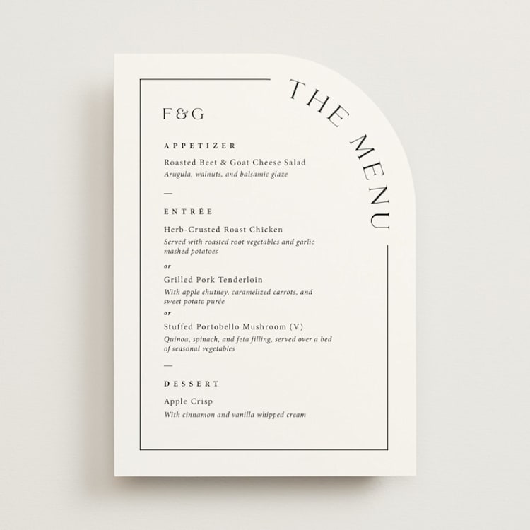 "Side arch" - Menus in Tuxedo by Adelyn T. - Front