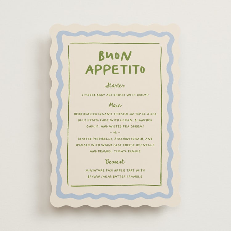 "Italian Whimsy" - Menus in Garden by Carmia C. - Front