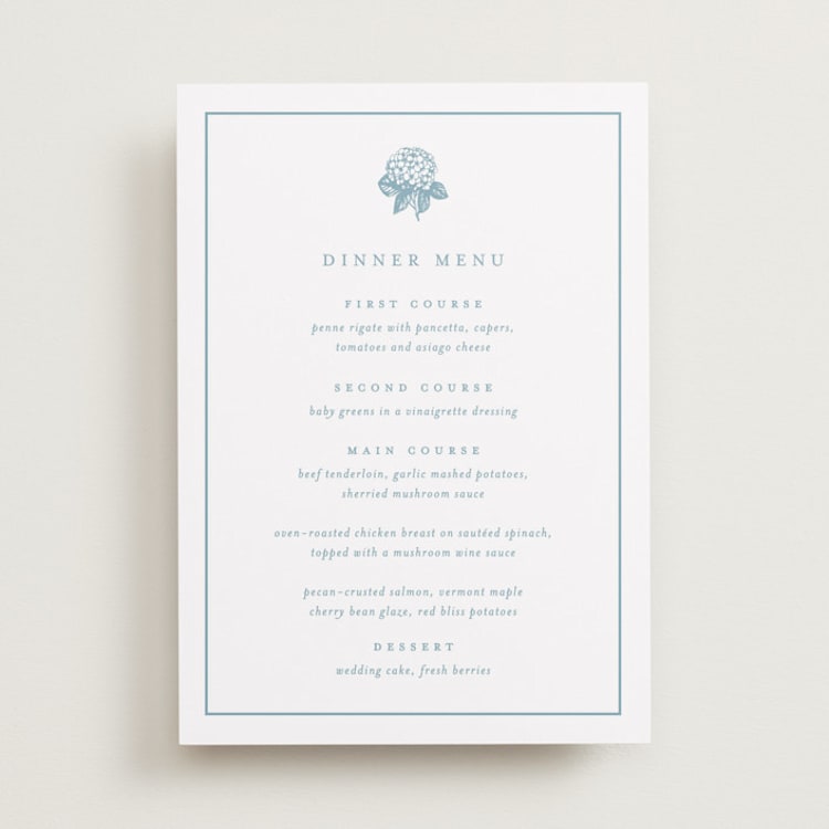 "Hydrangea bloom" - Menus in Seaside by Stacey Meacham - Front