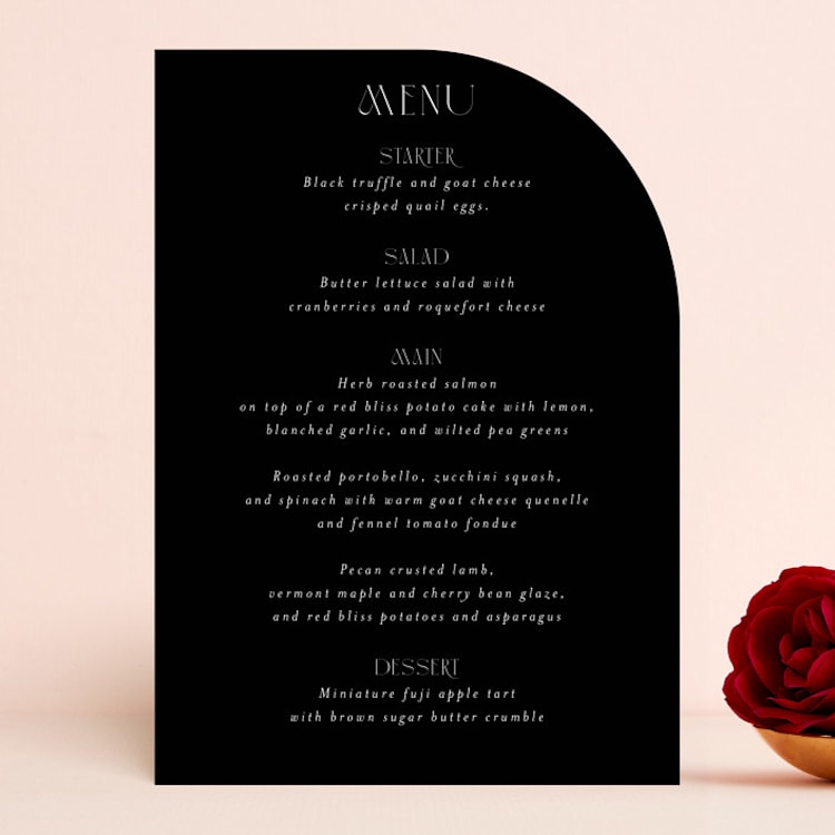 "Black-Tie" - Menus in Noir by Benita Crandall - Front