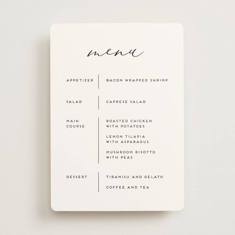"the script" - Menus in Tuxedo by Genna Blackburn - Front