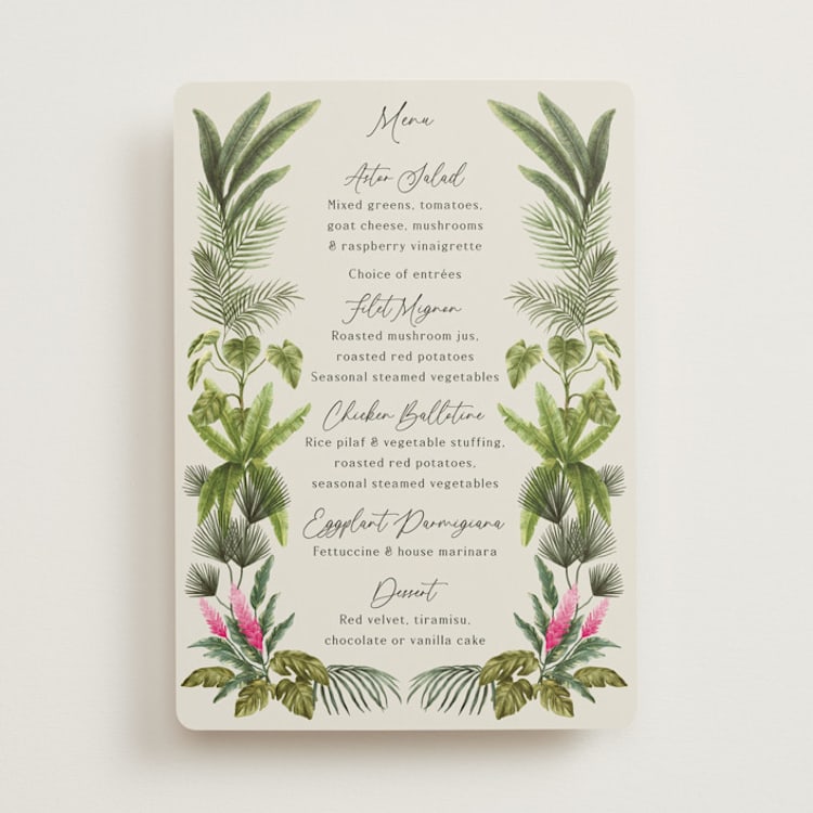 "Tropical garden" - Menus in Lime by Elly - Front