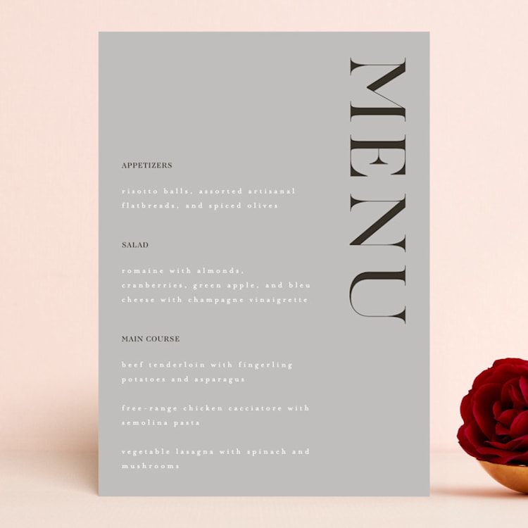 "Show" - Menus in Dove Gray by Up Up Creative - Front