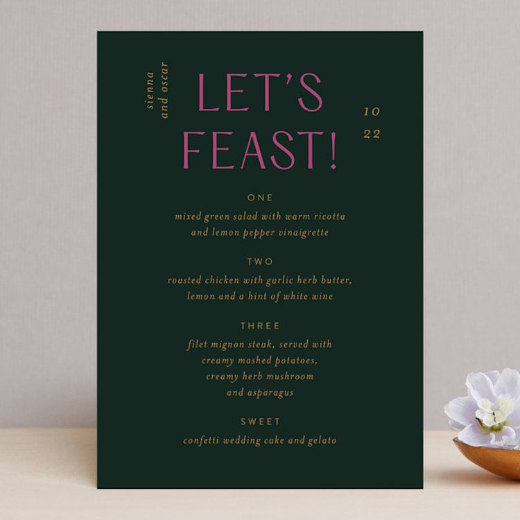 "Miami" - Menus in Bird of Paradise by Ashley DeMeyere - Front