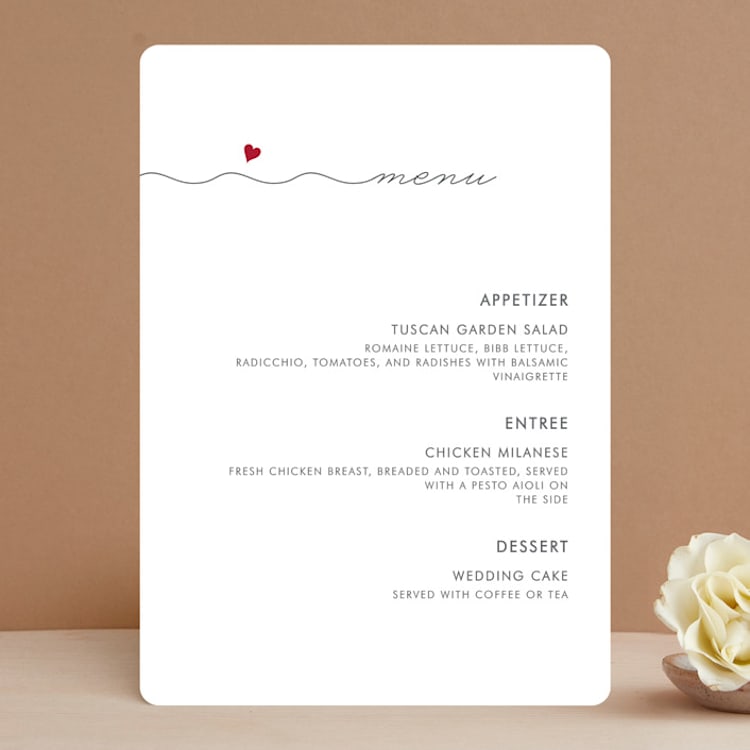"Love Connection" - Menus in Red Hot by Kim Dietrich Elam - Front