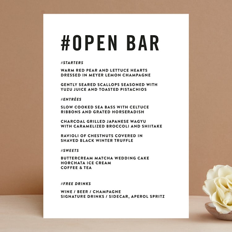 "Open Bar" - Menus in Tuxedo by Jennifer Lew - Front