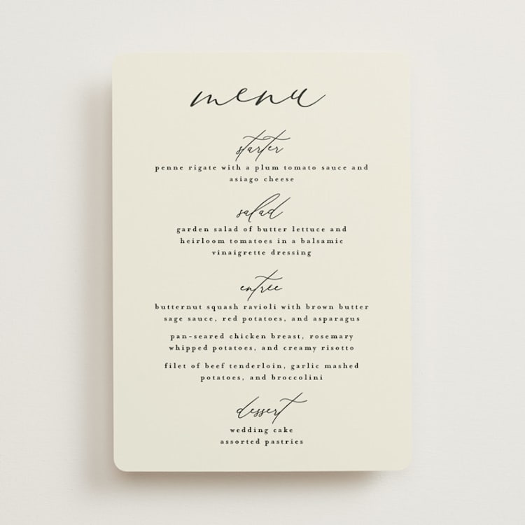 "Love and Faith" - Menus in Vanilla by Louise Kay - Front