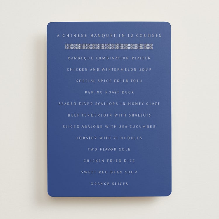 "two toned" - Menus in Marseille Bleu by Deborah Chou - Front