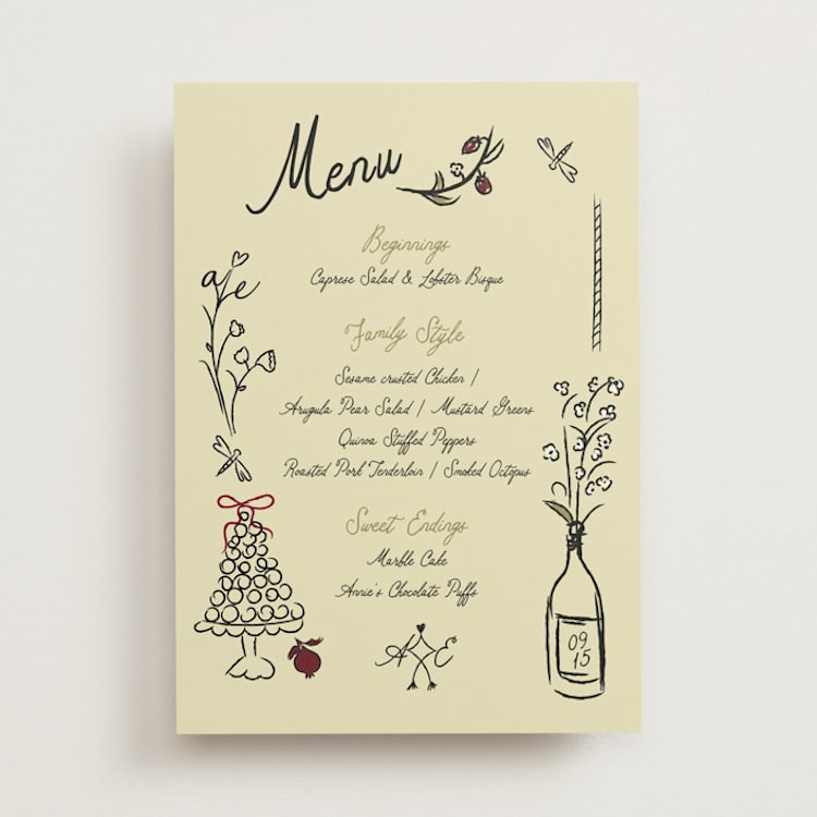"Love Rests in a Garden" - Menus in Oat by Helena Vitto - Front