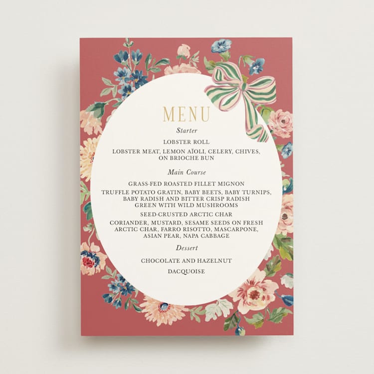"Ruban en Fleur" - Menus in Rose by Itsy Belle Studio - Front