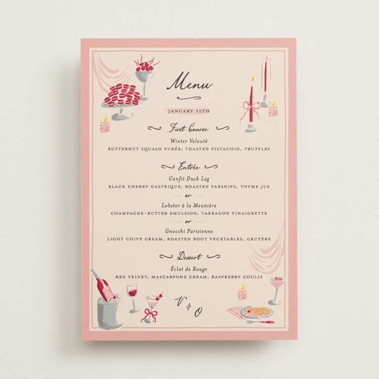"Velvet Cherry" - Menus in Cherry by Sarah Rosenthal - Front
