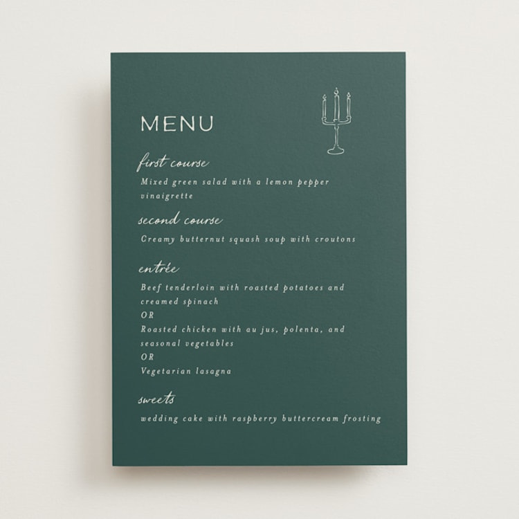 "Pair of Calla Lilies" - Menus in Sage by Leah Bisch - Front