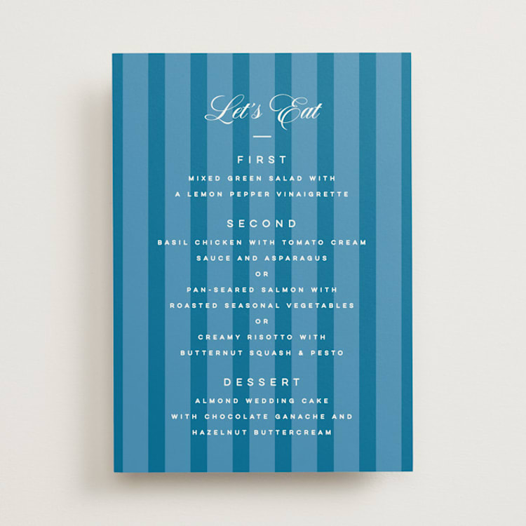 "The Emma" - Menus in Cerulean by Kristie Kern - Front