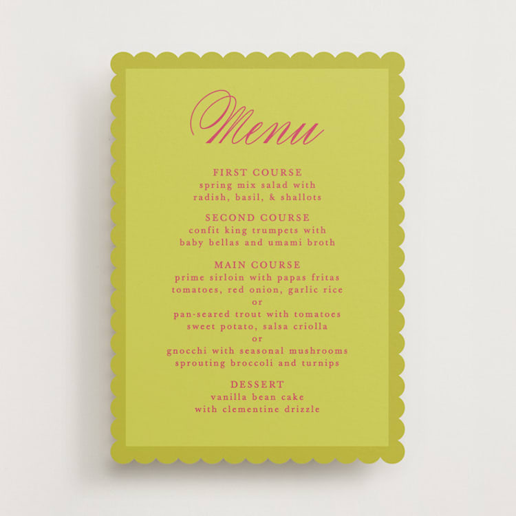 "Maximalist Poppies" - Menus in Flamingo by Morgan Kendall - Front