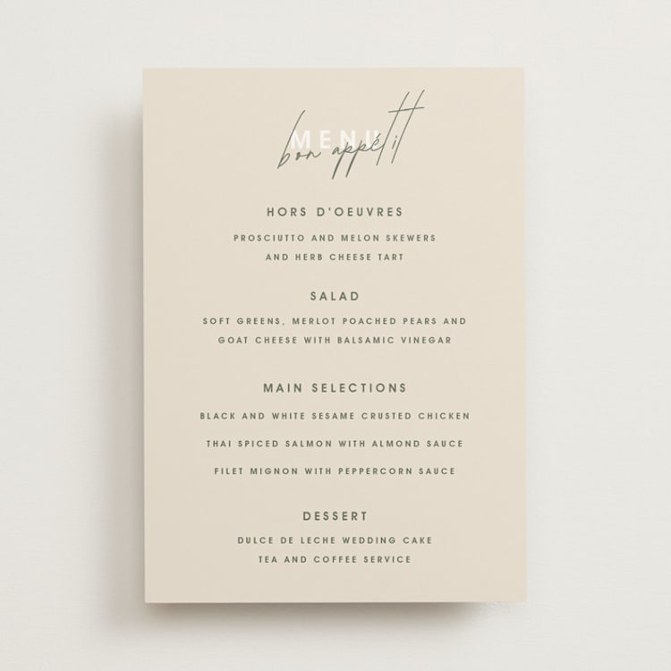 "True North" - Menus in Olive You More by Design Lotus - Front