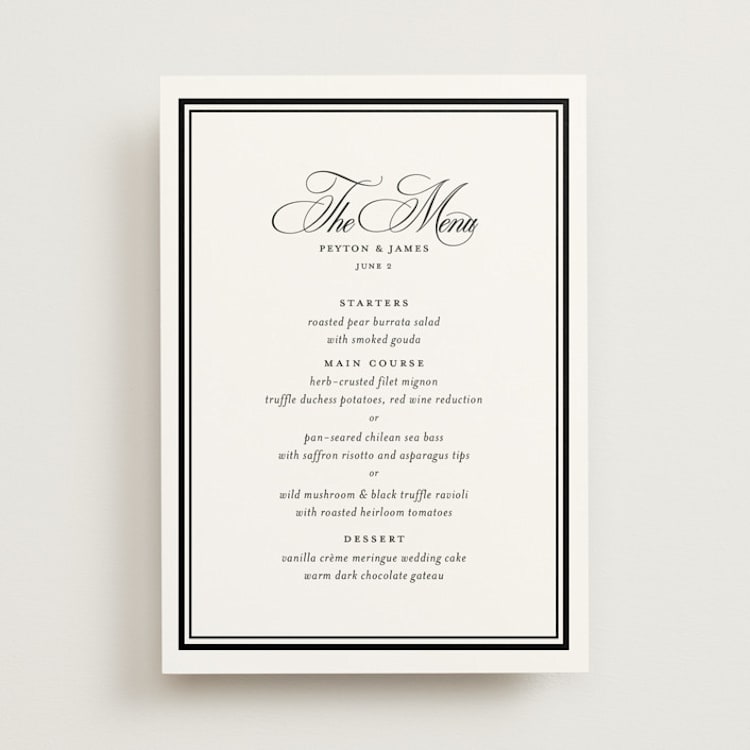 "New York Skyline" - Menus in Noir by Melinda Denison - Front