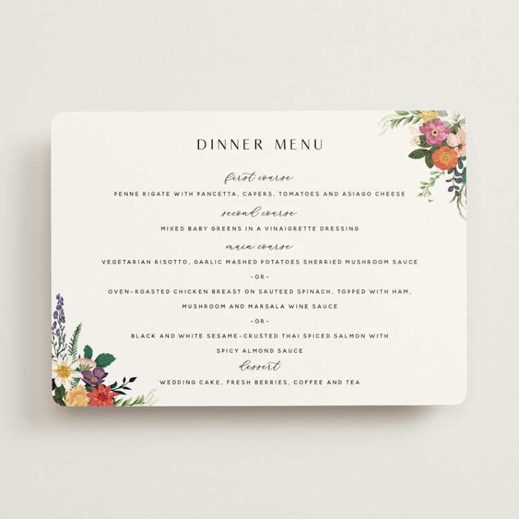 "Secret Garden" - Menus in Daisy by Susan Moyal - Front