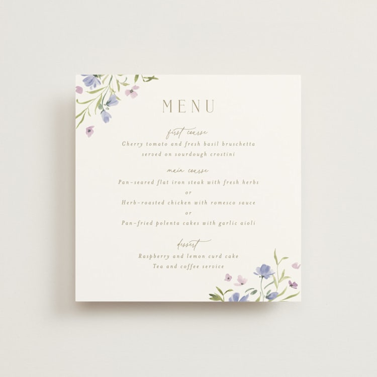 "Sweeping Meadow" - Menus in Wisteria by Everett Paper Goods - Front
