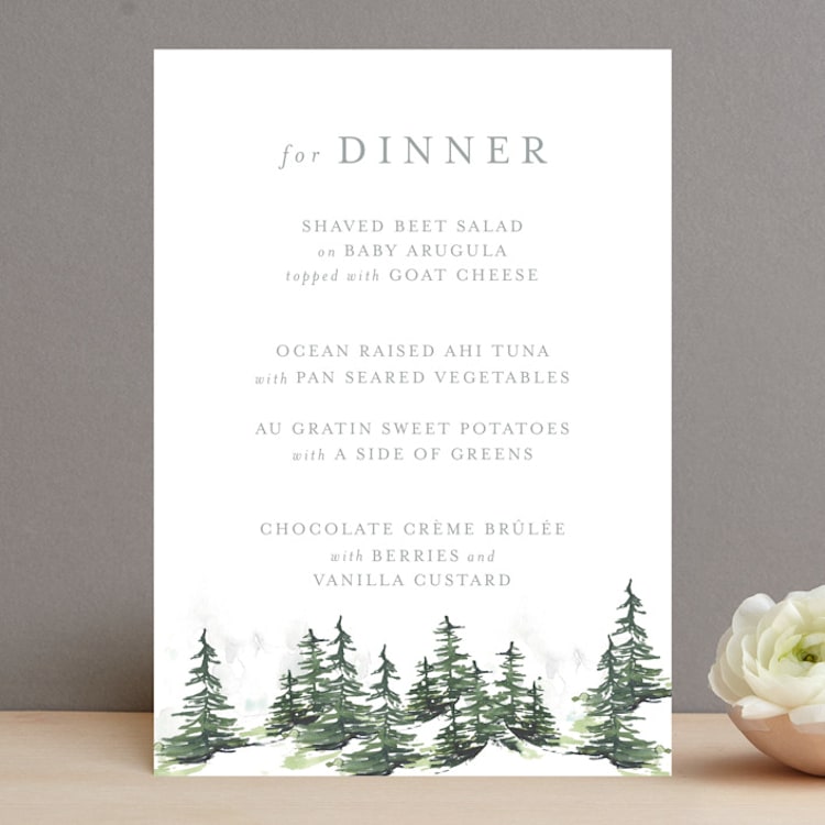 "On the Slopes" - Menus in Fog by Mere Paper - Front