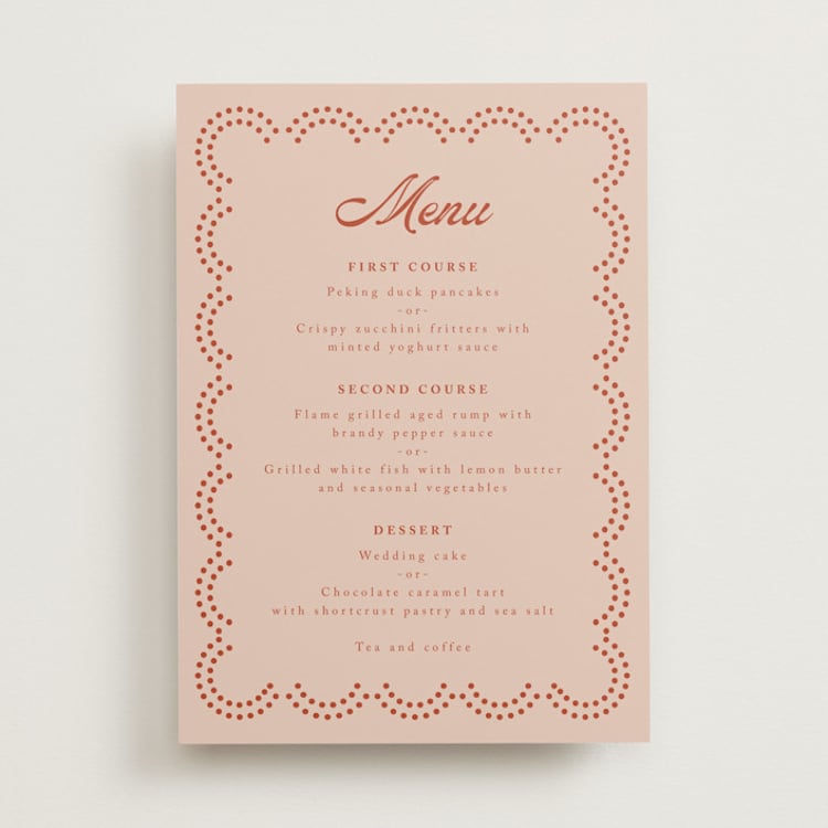 "Florent" - Menus in Hot Coral by Kampai Designs - Front