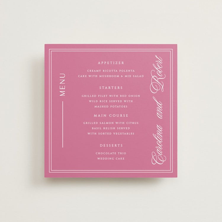 "Aurora" - Menus in Blush by Sherley Ferreira - Front
