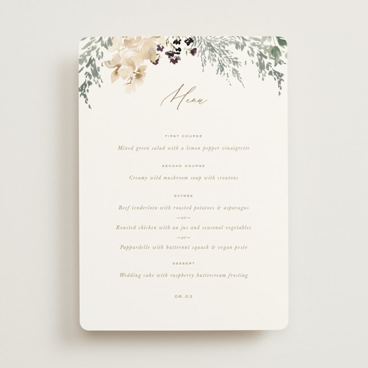 "Sprigs of Joy" - Menus in Pearl by Leah Bisch - Front