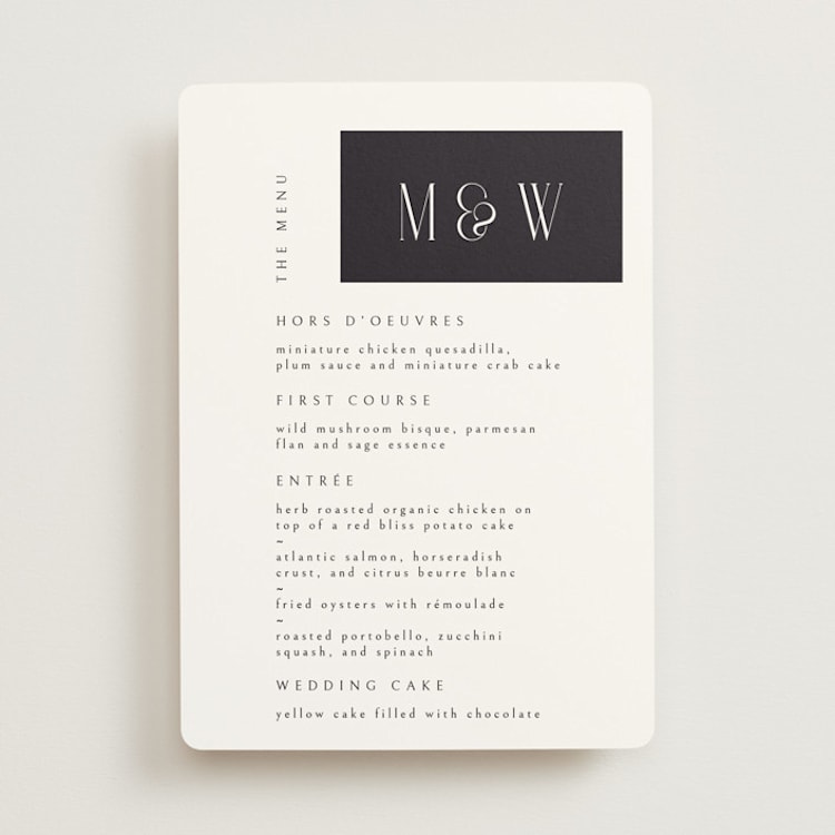 "Wedding Editorial" - Menus in Tuxedo by Ana de Sousa - Front
