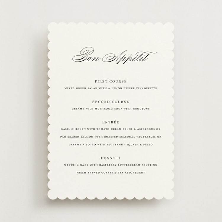 "Classically Elegant" - Menus in Snow by Brandy Folse - Front