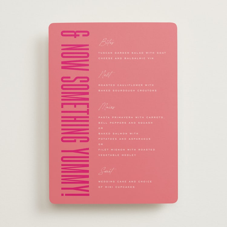 "Pop Romance" - Menus in Fruit Punch by Ashley DeMeyere - Front