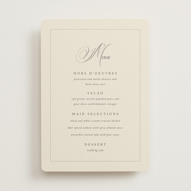 "Wonderful Tonight" - Menus in Oreo Creme by Design Lotus - Front