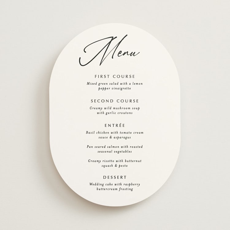 "Belle Romance" - Menus in Onyx by Katherine Moynagh - Front