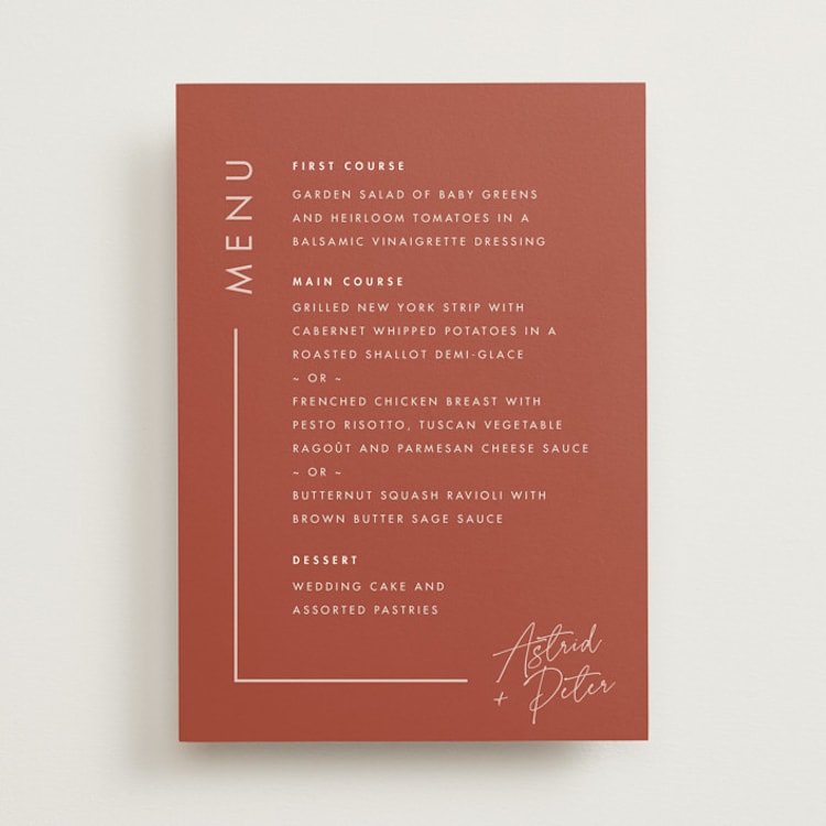 "Jot" - Menus in Peach Cream by Snow and Ivy - Front
