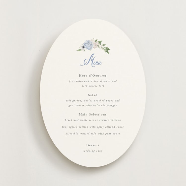 "Sweethearts" - Menus in Periwinkle by Design Lotus - Front