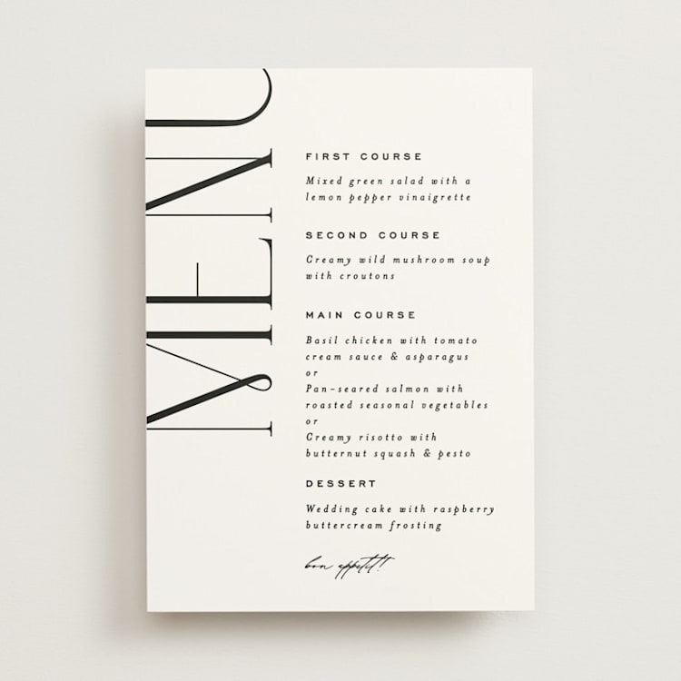 "Numerical" - Menus in Lily by Owl and Toad - Front