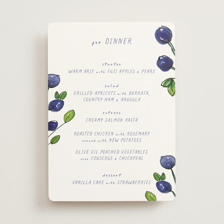 "Blue Bells" - Menus in Cornflower by Mere Paper - Front