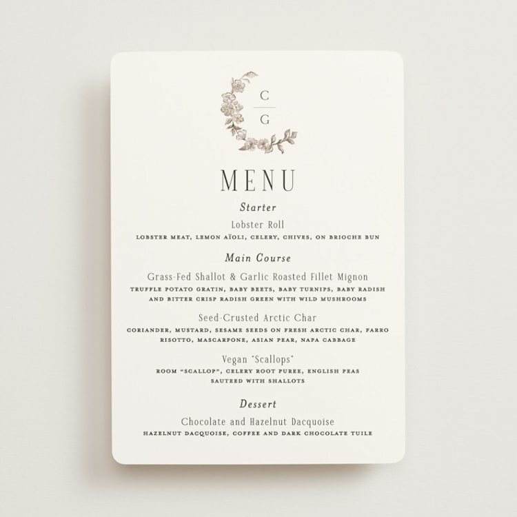 "Daphne" - Menus in Sephia by Itsy Belle Studio - Front
