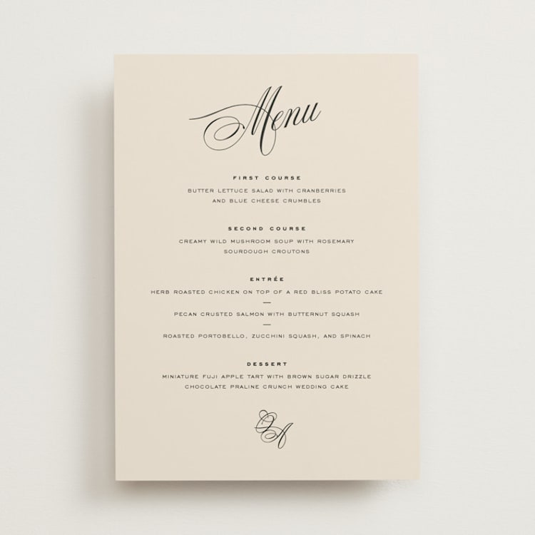 "Modern Romance" - Menus in Almond by Eric Clegg - Front