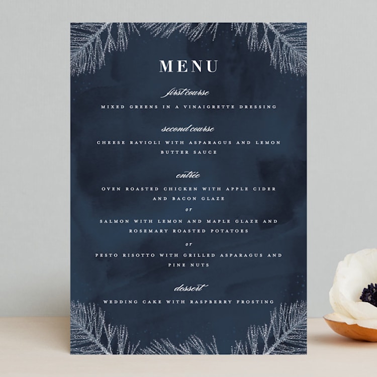 "Frosty chic" - Menus in Peacock by Creo Study - Front