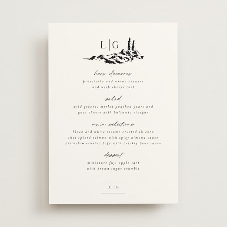 "Countryside Villa" - Menus in Noir by Shiny Penny Studio - Front