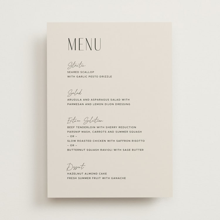 "Arabilla Overlap" - Menus in Linen by Kelly Schmidt - Front