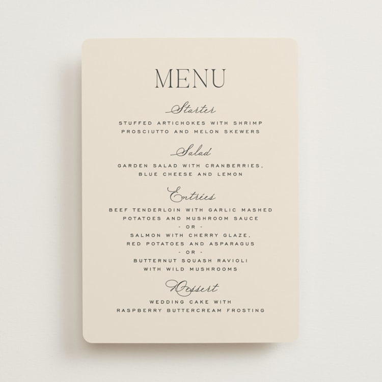 "Tendu" - Menus in Creme by Carly Reed Walker - Front