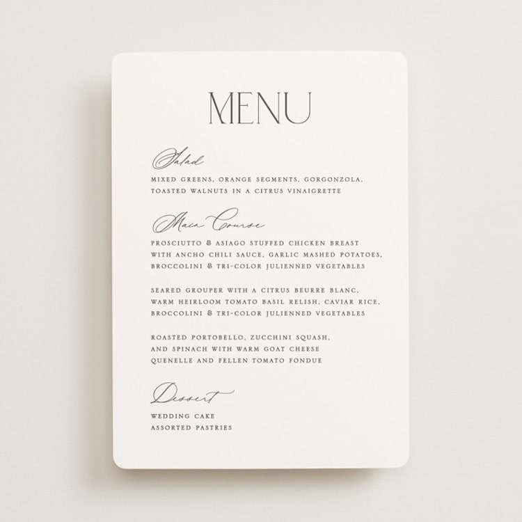 "Contemporary" - Menus in Cotton by Vanessa Doyle - Front