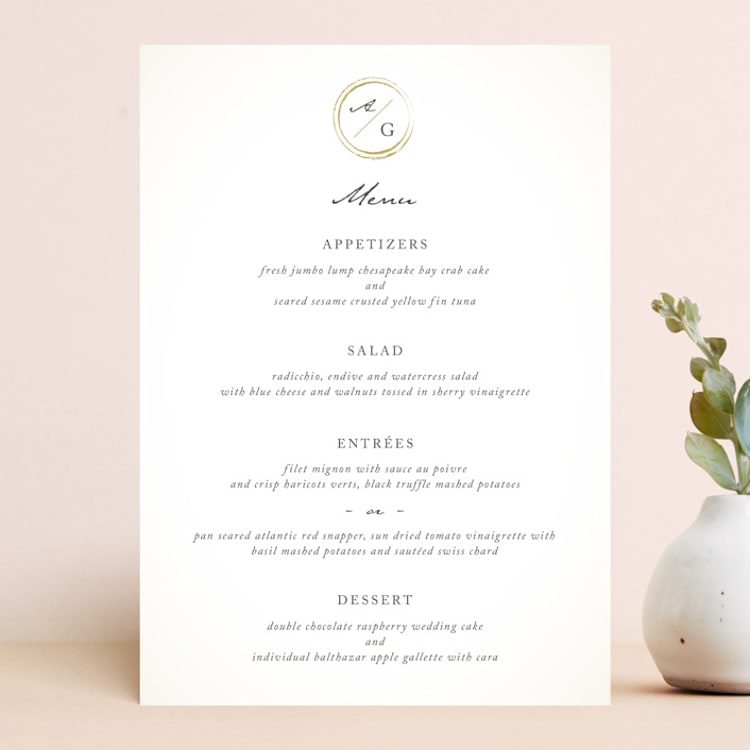 "Monogram Circle Stamp" - Menus in Antique White by fatfatin - Front