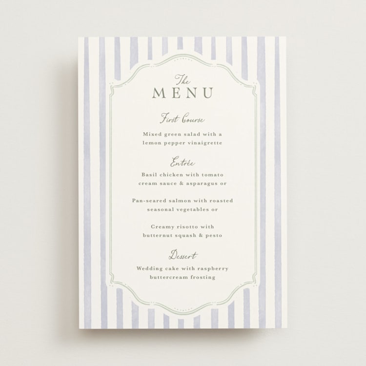 "Delicate Vines" - Menus in Periwinkle by Kristen Smith - Front