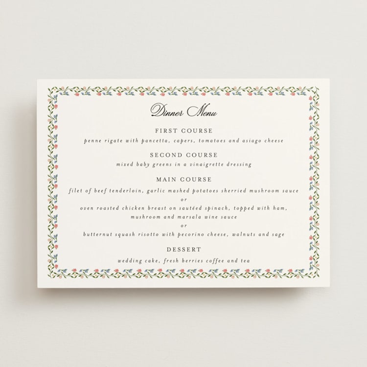 "Monogramed" - Menus in Blush by Susan Moyal - Front