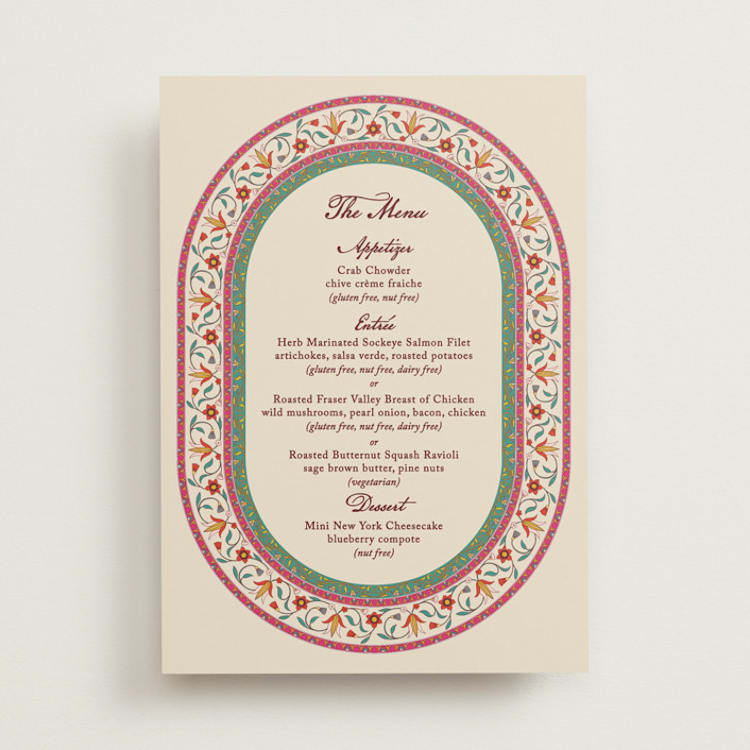 "Mughal Gardens" - Menus in Ivory by Sherley Ferreira - Front