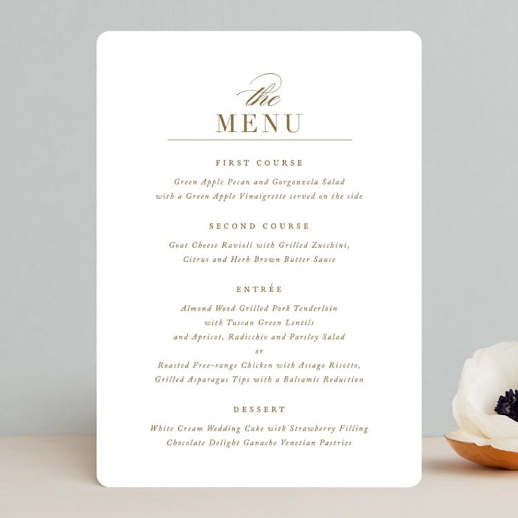 "divine" - Menus in Gilded Gold by Jennifer Postorino - Front