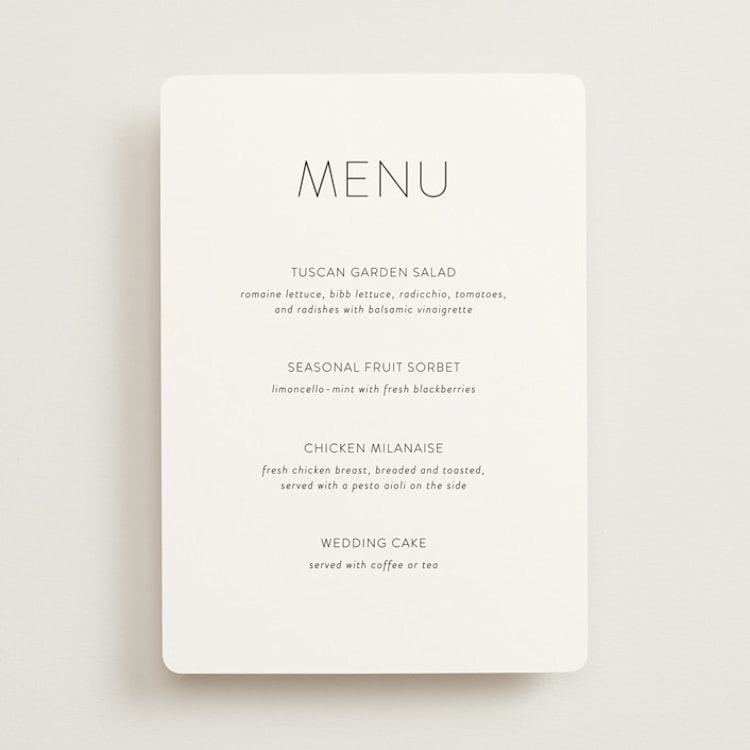 "Forever And" - Menus in Black Tie by Kim Dietrich Elam - Front